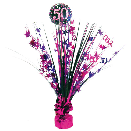 Décoration de table 50 ans Happy Birthday Pink 33cm