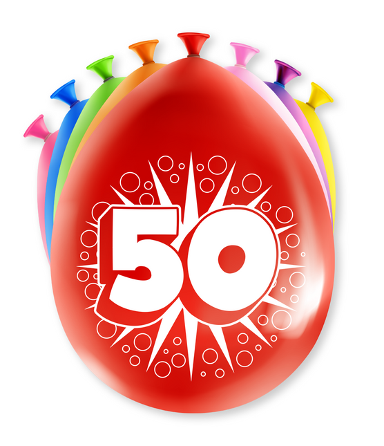 Ballons 50 ans Hurrah 30cm 8pcs