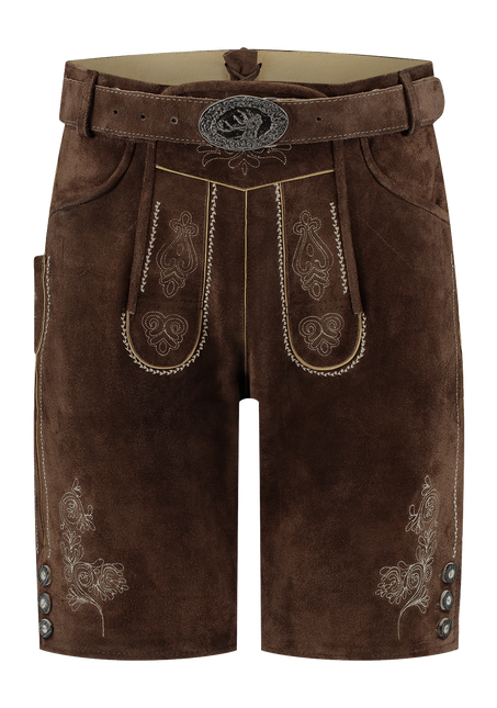 Lederhose Marron Hommes Short Avec Ceinture