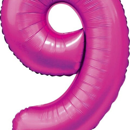 Ballon numéro fuchsia 9 ans brillant 86cm