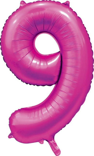 Ballon numéro fuchsia 9 ans brillant 86cm