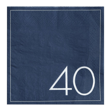 Serviettes de table bleues 40 ans 16.5cm 16pcs