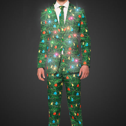 Costume vert de Noël avec des lumières