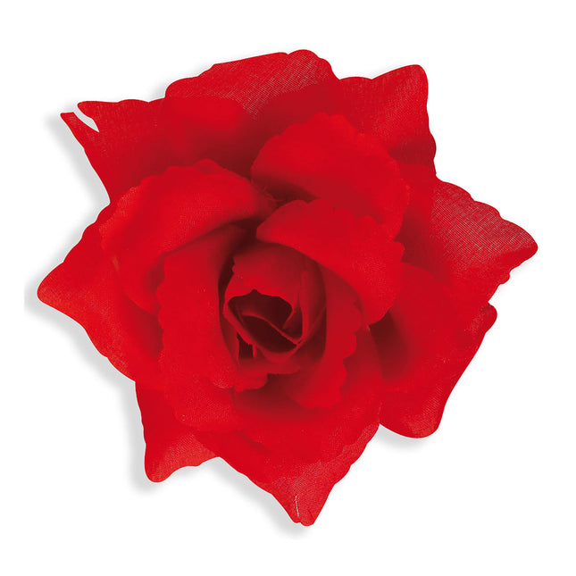 Fleur de cheveux rouge Rose 10cm