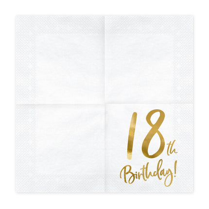 Serviettes de table 18 ans blanches 33cm 20pcs