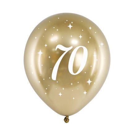 Ballons 70 ans or 30cm 6pcs