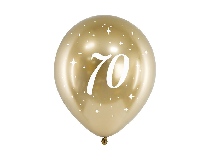 Ballons 70 ans or 30cm 6pcs