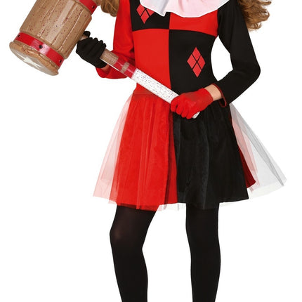 Costume d'Halloween Harlequin enfant noir et rouge