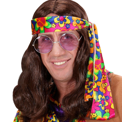 Perruque hippie brune