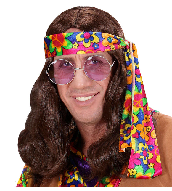 Perruque hippie brune