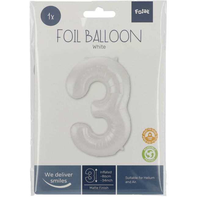 Ballon de baudruche Figure 3 Blanc mat XL 86cm vide