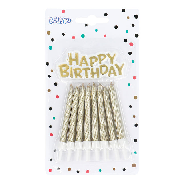 Bougies dorées de joyeux anniversaire 16pcs