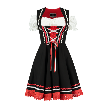 Oktoberfest Dirndl Dress Oktoberfest Black Red Ladies 2 Pieces