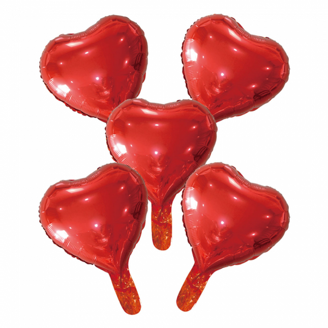5 Ballons de baudruche coeur avec paille 9" rouge