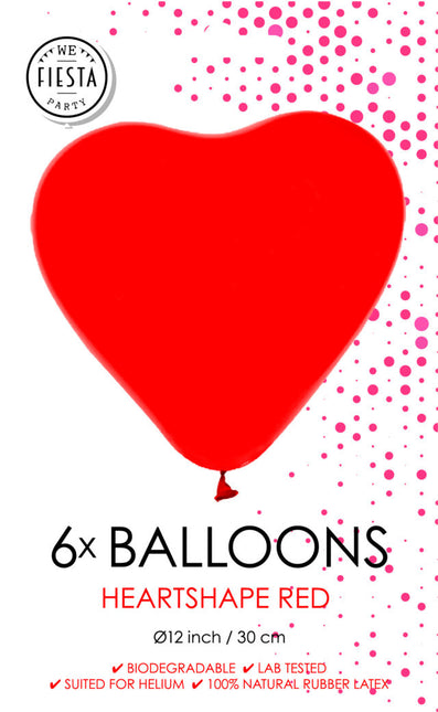 Ballons en forme de coeur rouge 30cm 6pcs