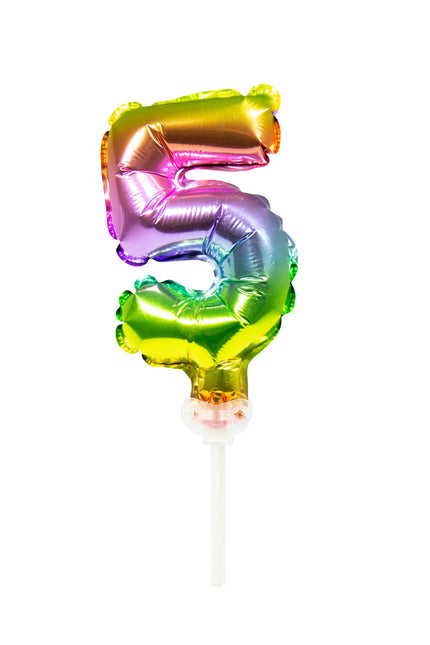 Ballon de baudruche Figure 5 Arc-en-ciel 13cm avec bâton