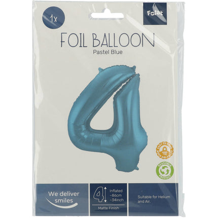 Ballon de baudruche Figure 4 Bleu pastel XL 86cm vide