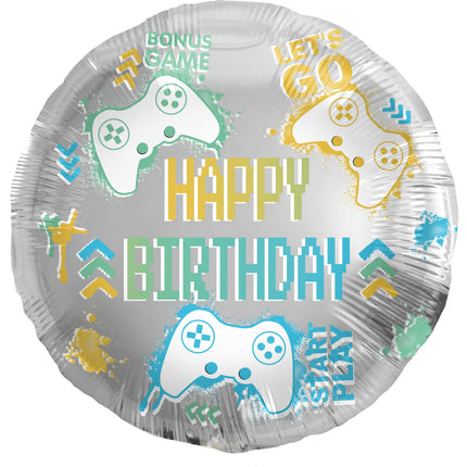 Ballon à l'hélium Happy Birthday Gaming Vide 45cm