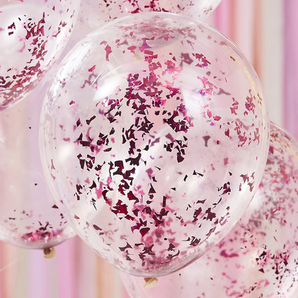 Ballons Confetti Rose Latex 30cm 5pcs