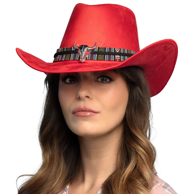 Chapeau de cow-boy rouge de luxe