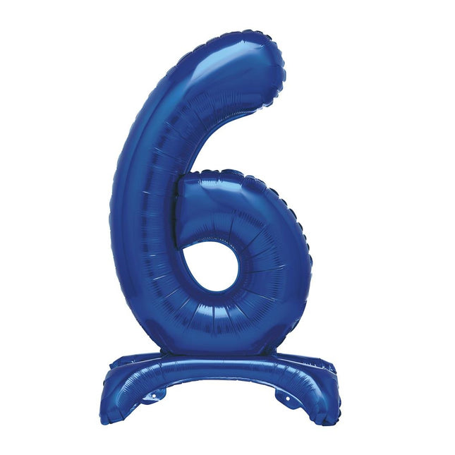 Ballon à figures bleu 6 ans avec standard 76cm