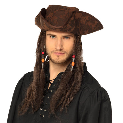 Chapeau de pirate avec dreadlocks