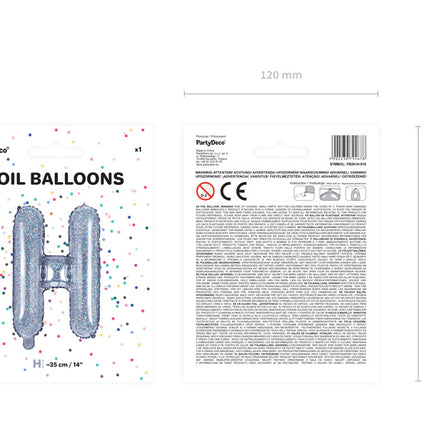 Ballon de baudruche Lettre H Holographique Vide 35cm