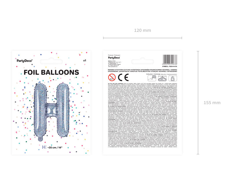 Ballon de baudruche Lettre H Holographique Vide 35cm