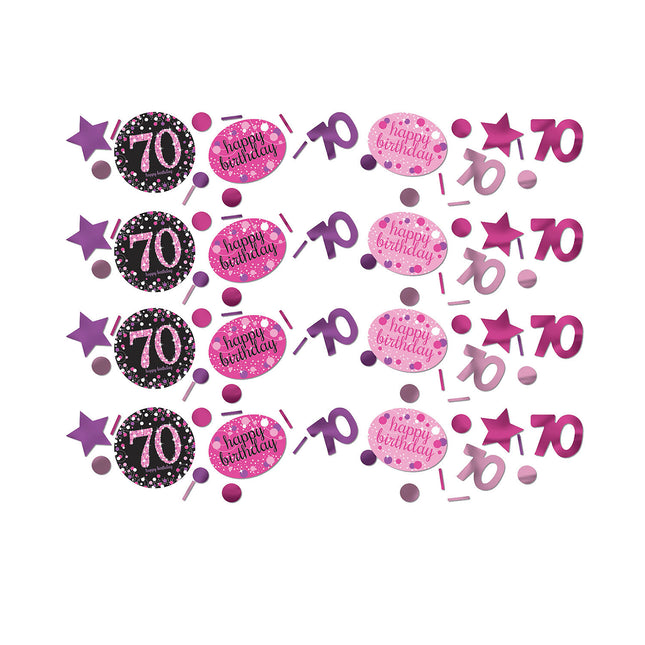 Confetti de table 70 ans Joyeux anniversaire Rose 34gr