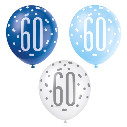 Ballons 60 Years Dots Blue 30cm 6pcs