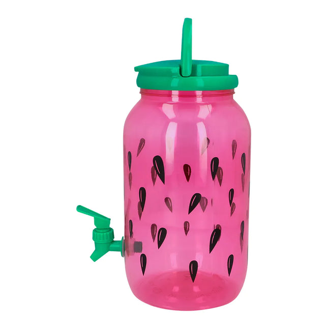 Distributeur de boissons vert/rose pastèque avec robinet 3.8l