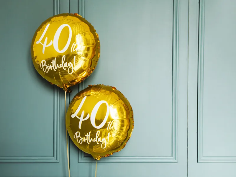 Ballon à l'hélium 40ème anniversaire doré vide 45cm