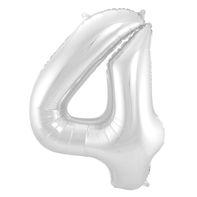 Ballon de baudruche Figure 4 Argent Métallique XL 86cm vide