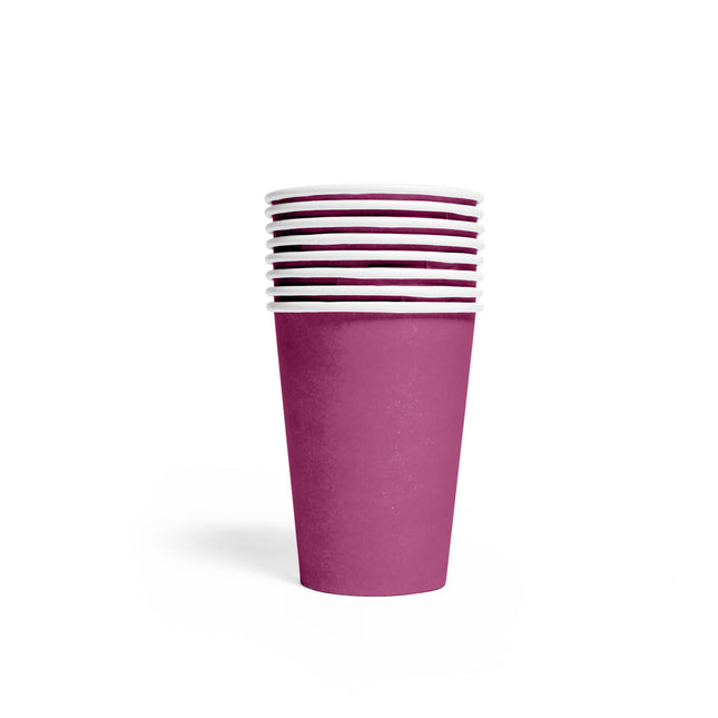 Tasses mauves en papier 210ml 8pcs