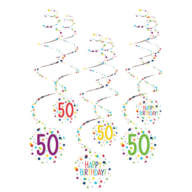 Décoration suspendue 50 Years Happy Birthday Confetti 61cm 6pcs