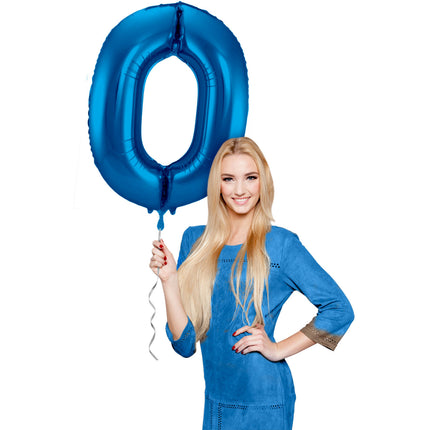 Ballon de baudruche Figure 0 Bleu Métallique XL 86cm Vide