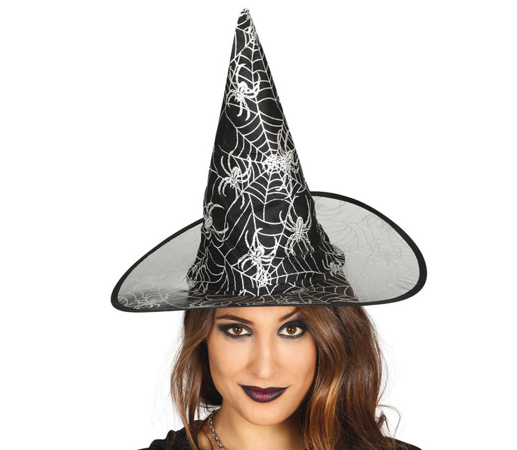 Chapeau de sorcière Halloween Toile d'araignée Noir