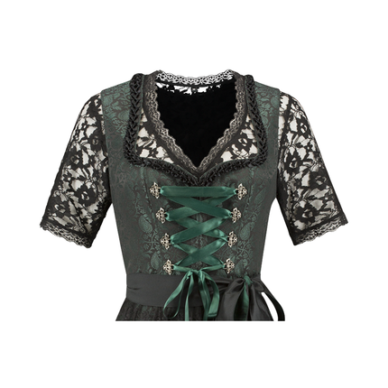 Noir Vert Dirndl Robe Oktoberfest Femmes Jaquard