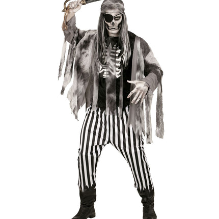 Costume d'Halloween Noir Blanc Homme Fantôme Pirate