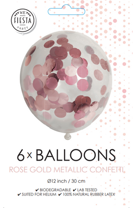 Ballons Confetti Rose Gold 30cm 6pcs