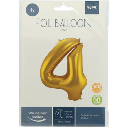 Ballon de baudruche Figure 4 Gold Metallic XL 86cm vide