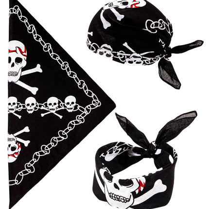 Bandana pirate noir et blanc