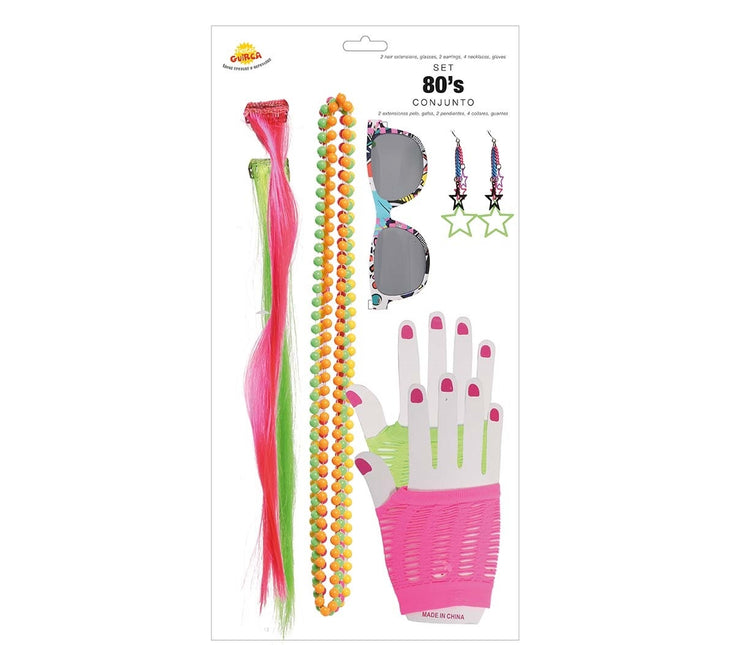 Set d'accessoires Neon 80s 8 pièces