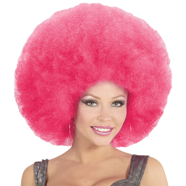 Perruque rose Afro Extra Big