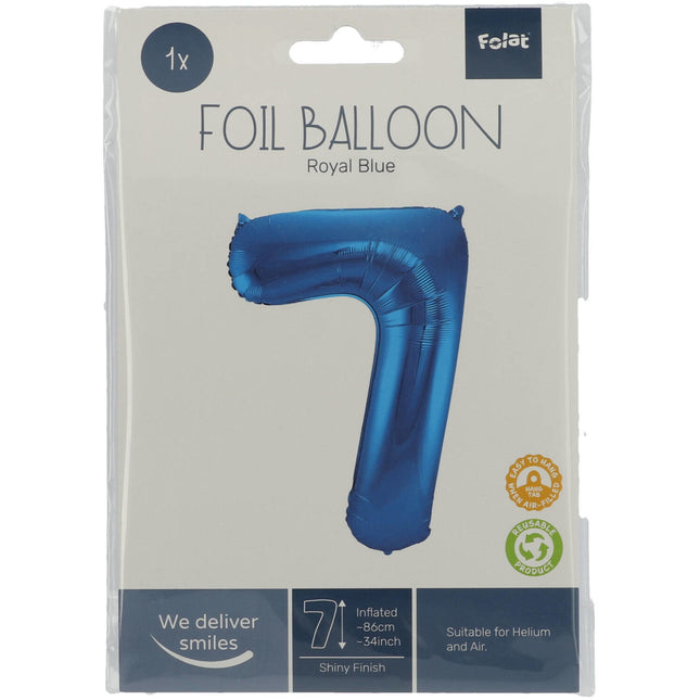 Ballon de baudruche Figure 7 Bleu Métallique XL 86cm Vide