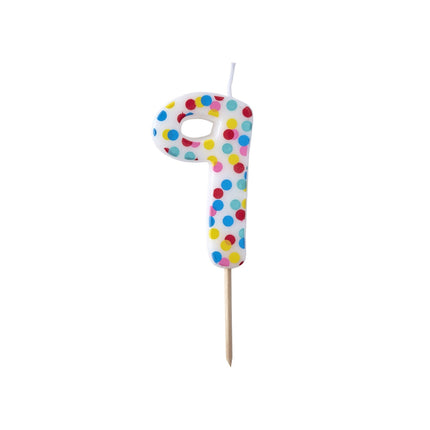 Bougie 9 ans Dots 9cm