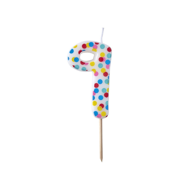 Bougie 9 ans Dots 9cm