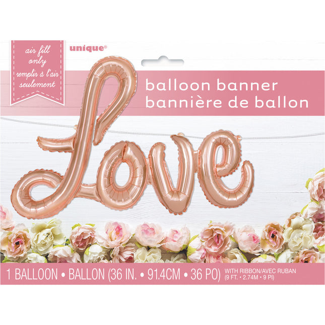 Ballon de baudruche Love Rose Gold vide 2.74m