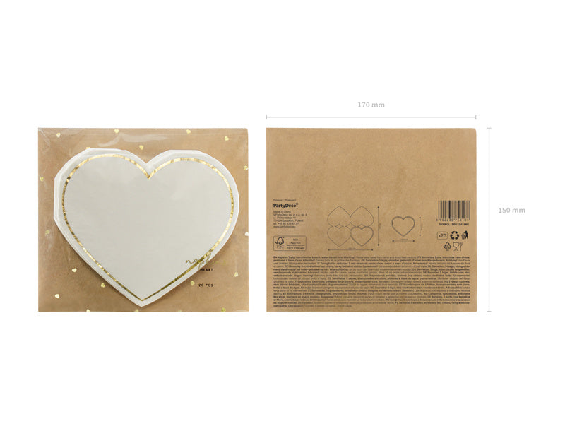 Serviettes de table Coeur 14,5cm 20pcs