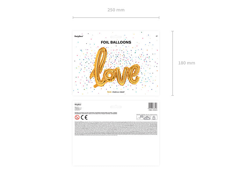 Jeu de ballons de lettres Love Gold Empty 73cm